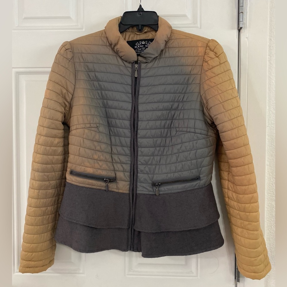 Blanc Noir Jacket, Women’s Large, Winter Puffer, Beige/Grey